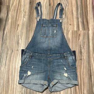 Indigo blue maternity denim overalls size large